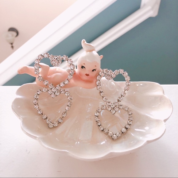 BimbaYLola Sliver Crystal Cup Chain Heart Earring - Picture 7 of 8